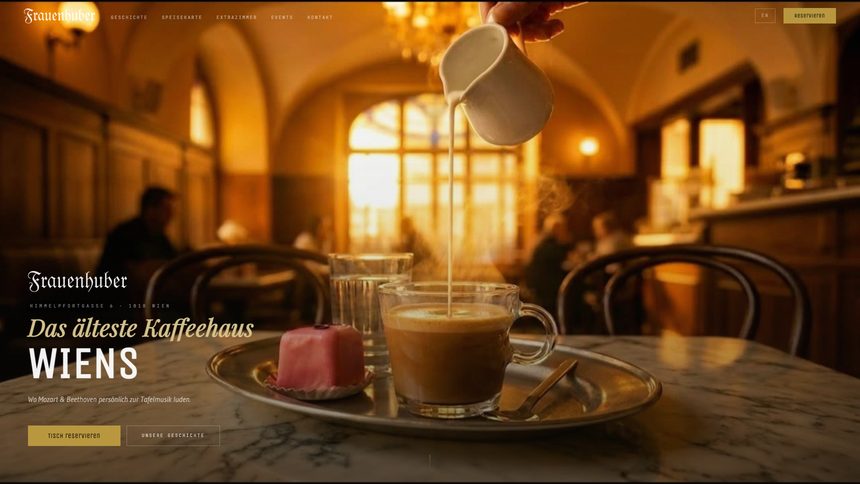 Startbild der Website von Café Frauenhuber